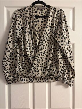 Dorothy Perkins Cream and Black Leopard Print Wrap Blouse